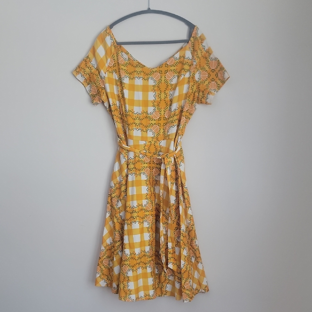 Yellow Floral Checkered Dress